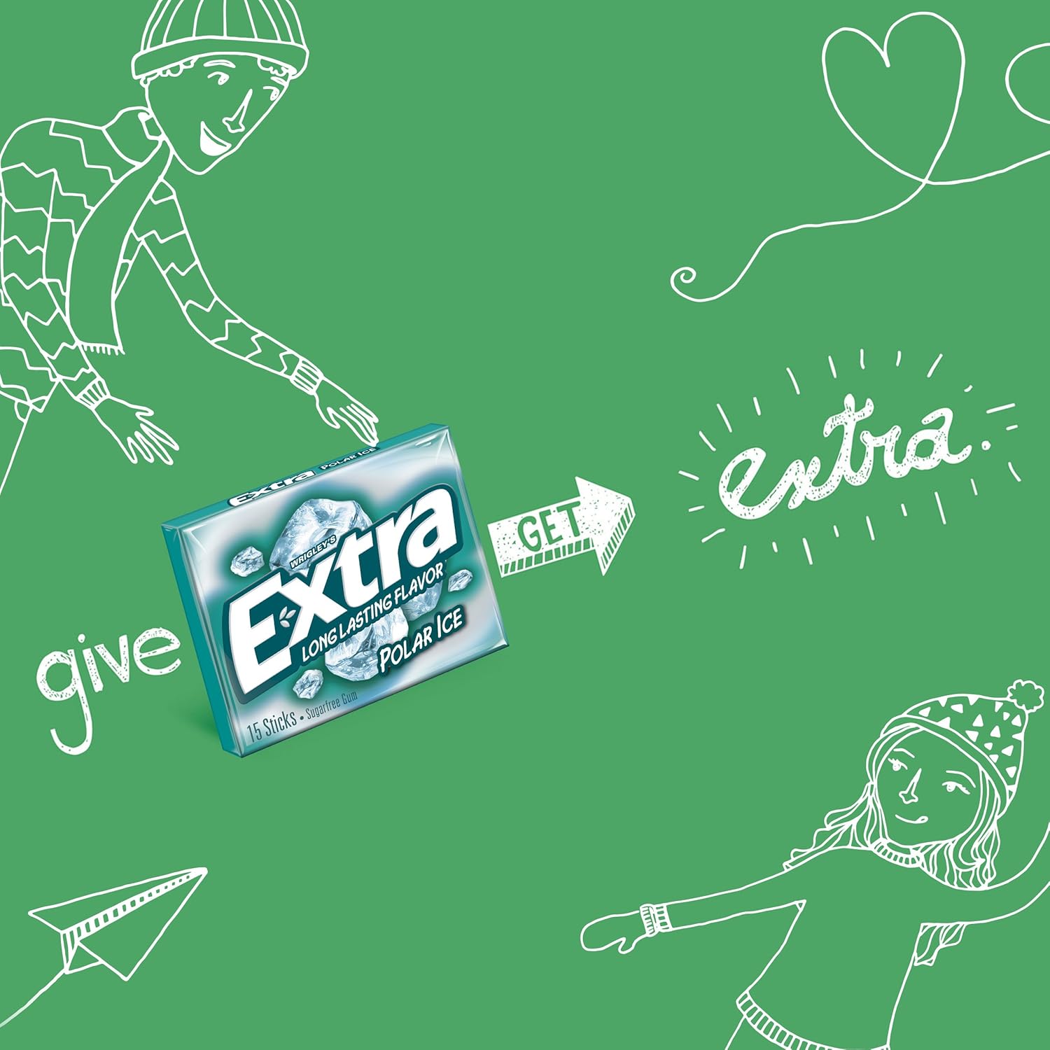 Extra Polar Ice Sugarfree Gum – Workplace Breath Freshener for Conference Room Confidence, Pack of 2 (90 ct)