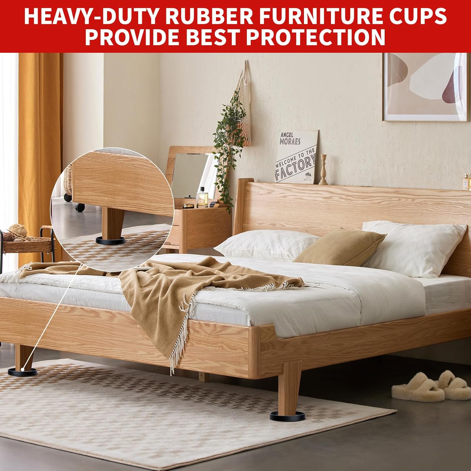 Ezprotekt Anti Skid Furniture Coasters as Practical Gift for Mom, 2" Clear Rubber Bed Stoppers for Her Living Room