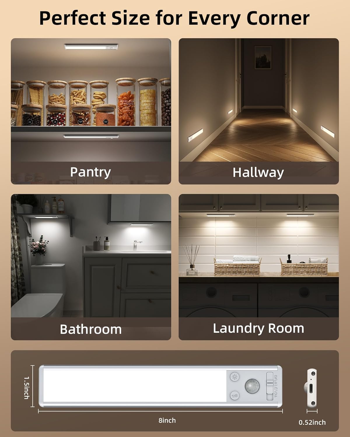 EZVALO Motion Light – Hardware-Free Setup for Renters, Three Color Temps in One Minimal Fixture
