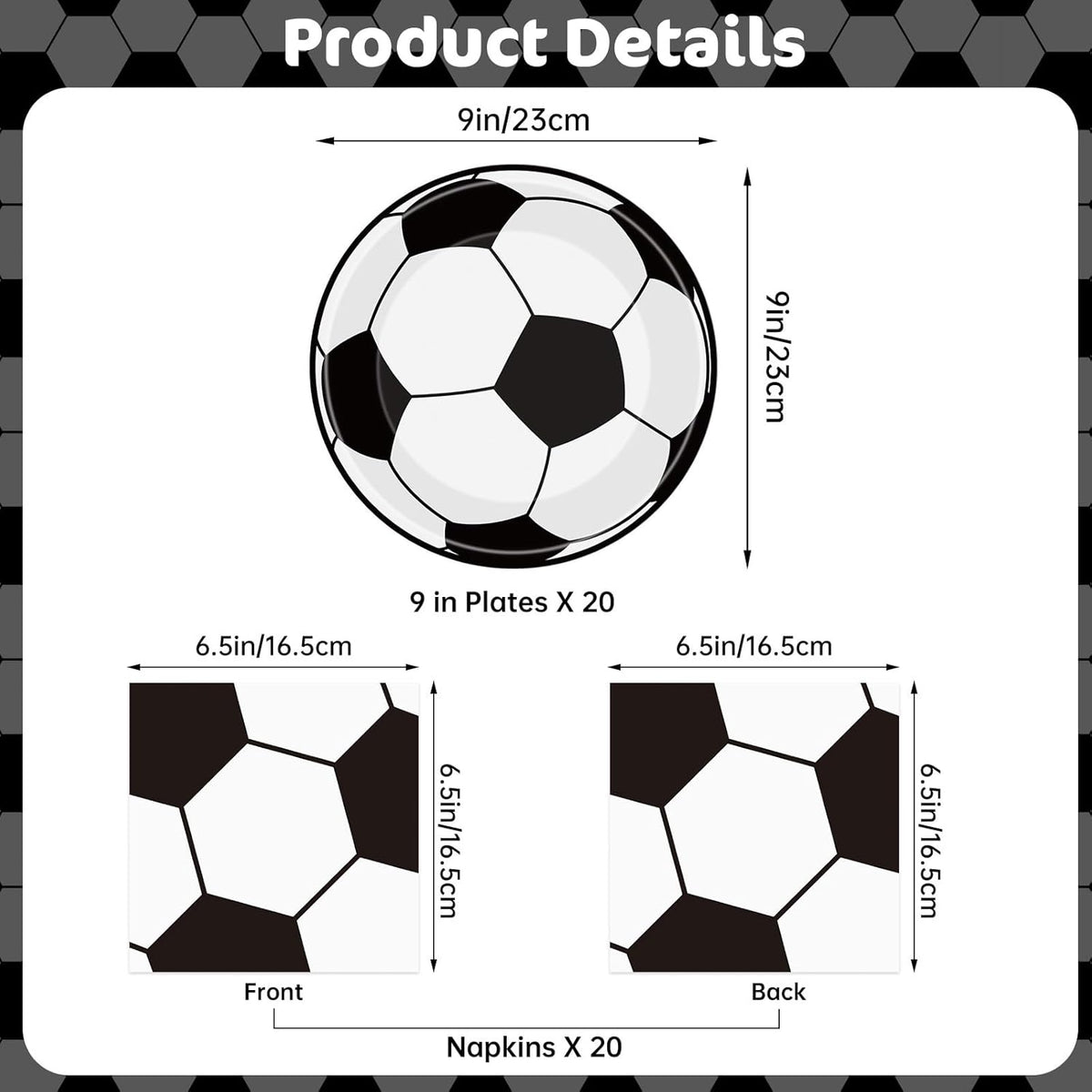 fade-resistant vibrant printing with realistic black-and-white soccer pattern on the sport variant