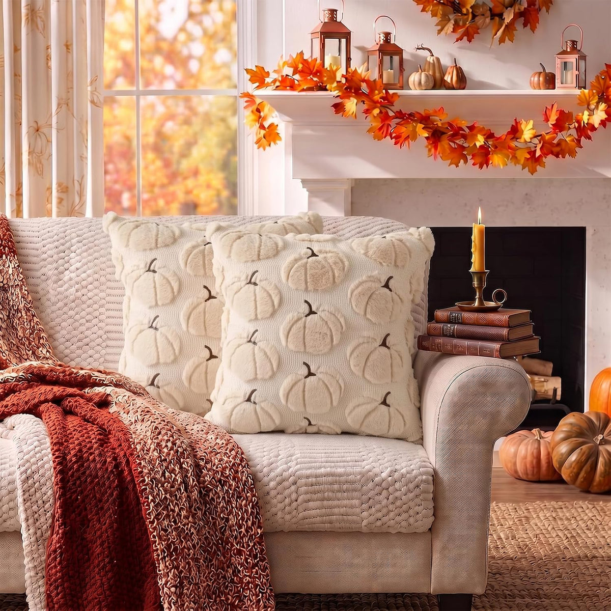 Fallcove Pumpkin Pillow Covers – Versatile Porch and Garden Sofa Refresh, 18x18 Set of 2 Pink