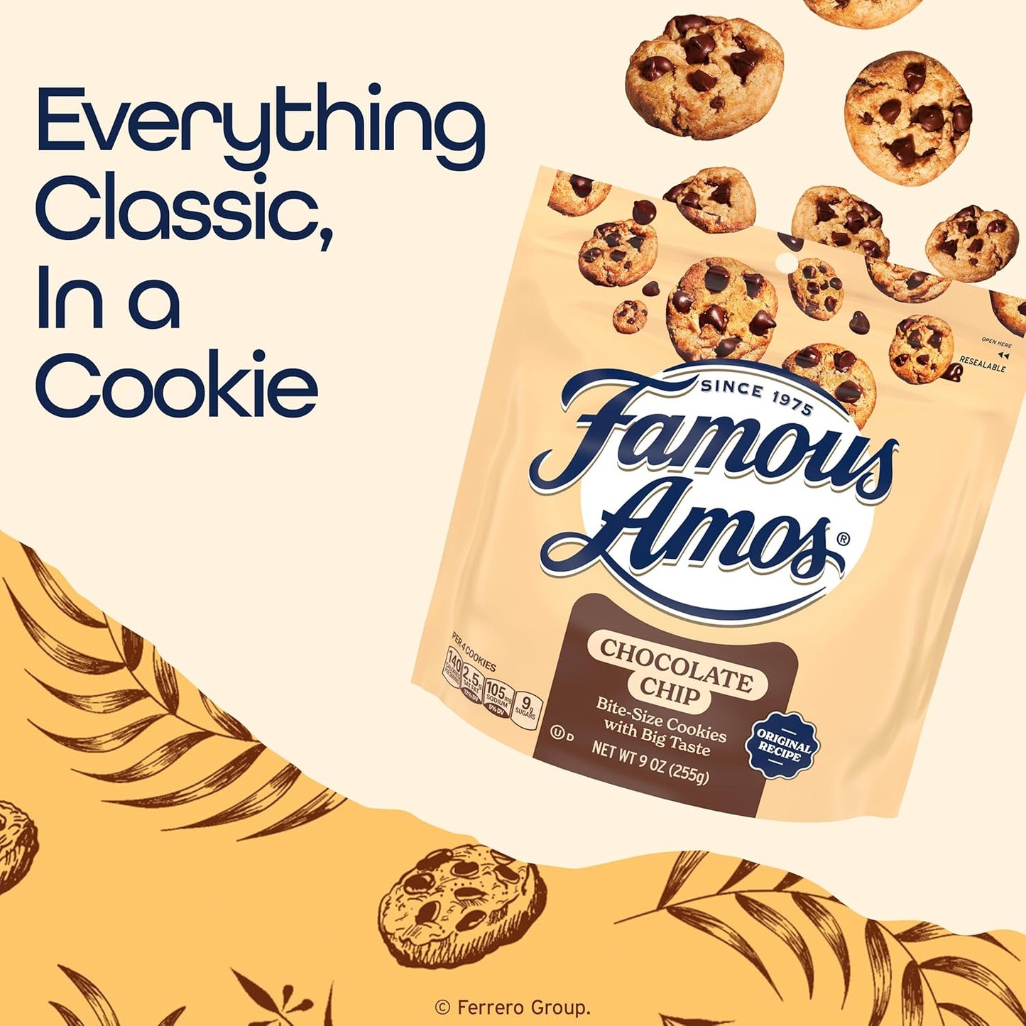Famous Amos Semi-Sweet Chocolate Chip Cookies, Care Package Snack for College Students, Hostess Gifts, and Holiday Giving, 9 oz