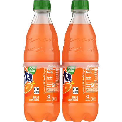 Fanta Orange Soda – Naturally Flavored Guilt-Free Treat, 6 Pack of 16.9 fl oz Bottles