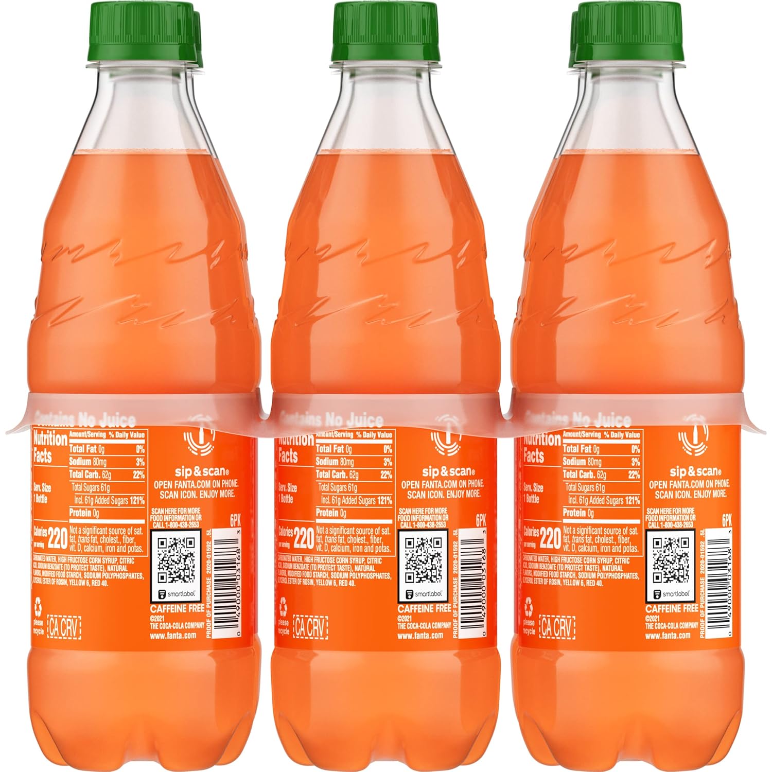 Fanta Orange Soda – Naturally Flavored Guilt-Free Treat, 6 Pack of 16.9 fl oz Bottles