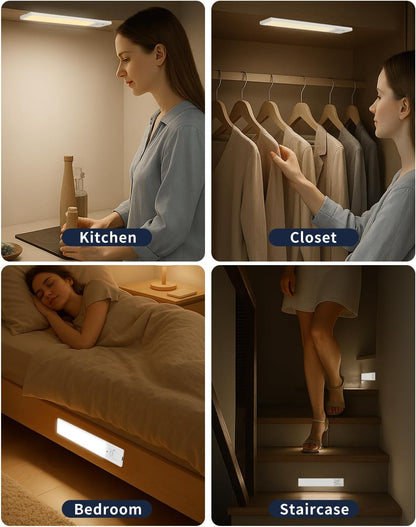 FBY Closet Light, No Flame No Heat LED for Playroom and Hallway Near Kids Rooms, 3-Pack Motion Sensor Rechargeable