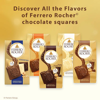 Ferrero Rocher Chocolate Hazelnut Squares – Stocking Stuffer and Holiday Gift for Mom, Resealable Gold Presentation Bag