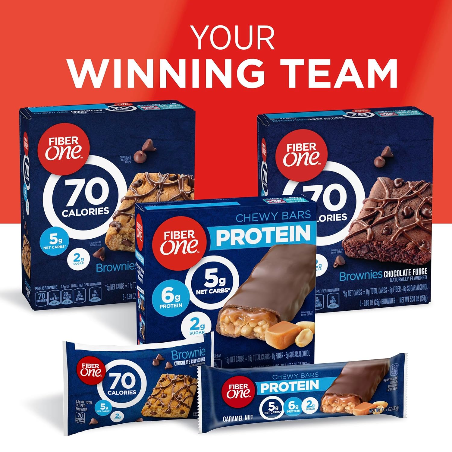 Fiber One Chocolate Fudge Brownies, Portion-Controlled Office Snack Bars for Mid-Afternoon Energy, 16 oz