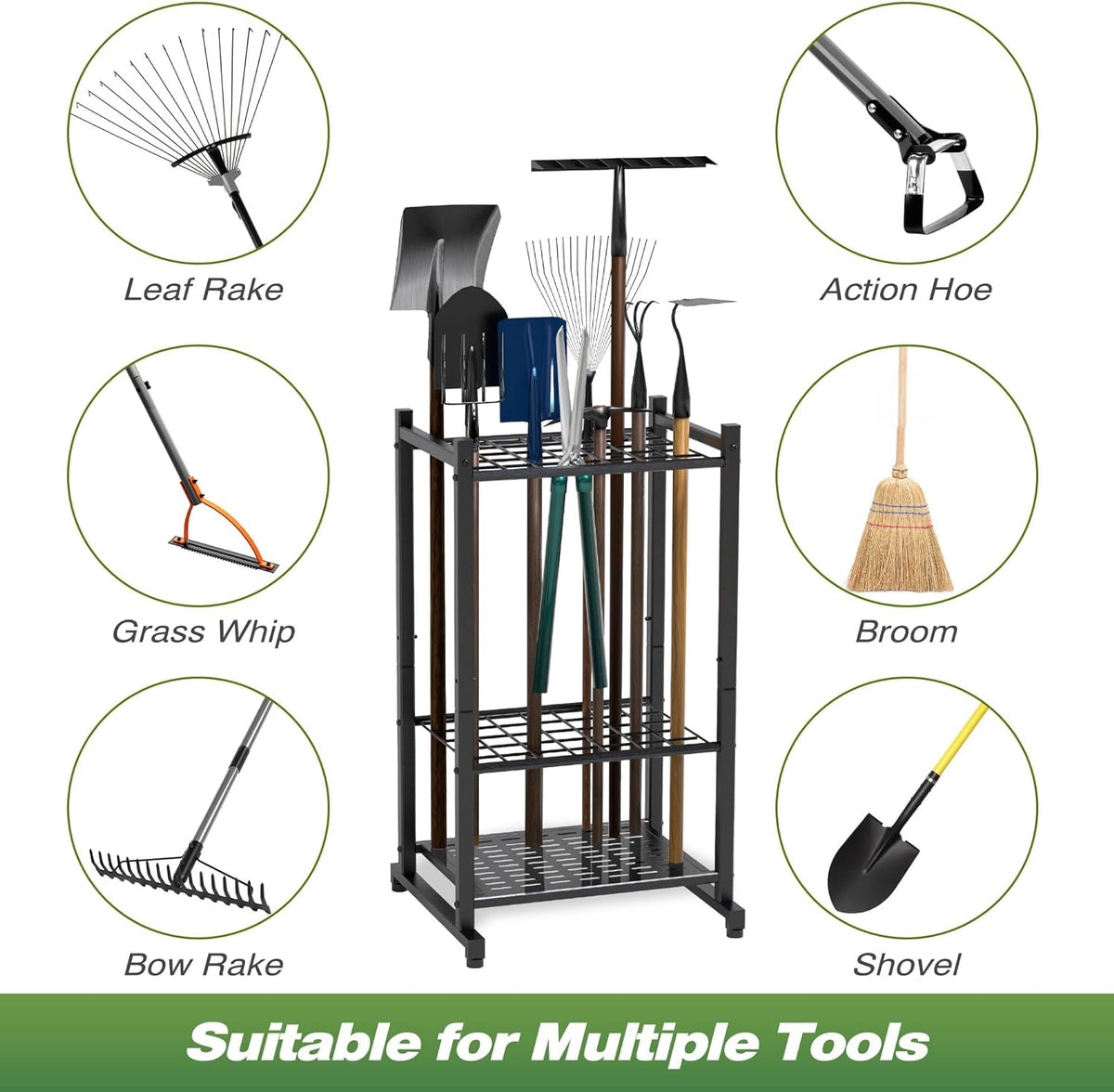 five product variants: standard rack, rack with hooks, corner rack, rack with accessories, and rack with accessories without wheels