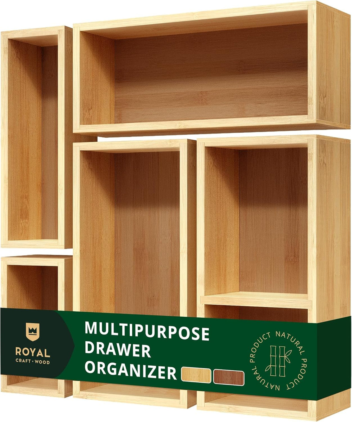 five varied tray dimensions (9.8 x 4.5", 10.5 x 4.7", 10.5 x 4.5", 9.2 x 3.15", 5.7 x 3.15") for customizable drawer fitting