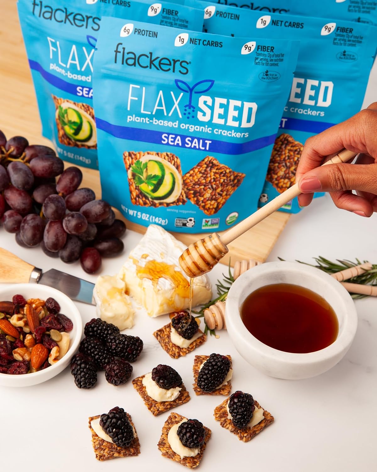 Flackers Organic Rosemary Flaxseed Crackers – Uncomplicated Vegan Crunch for Capsule Kitchen Stocking
