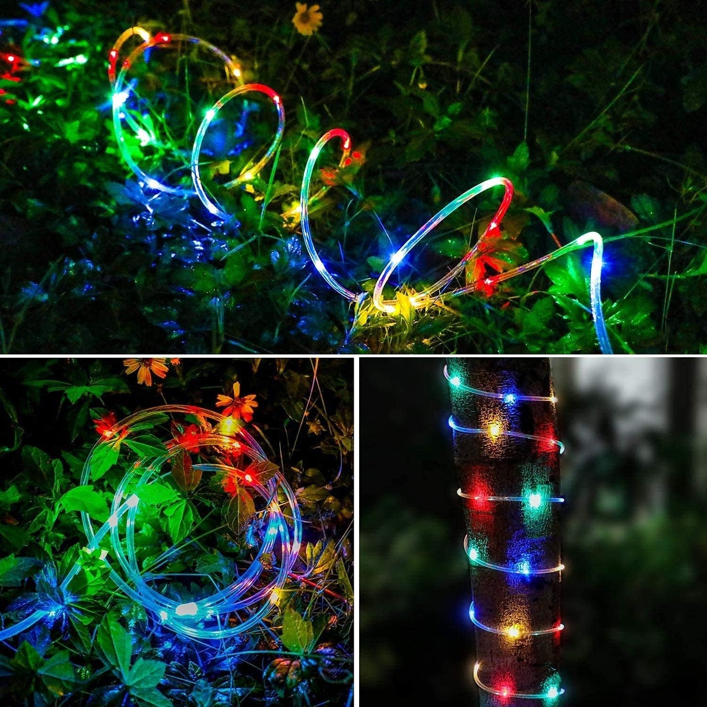 Flexible LED Tube Lights 40Ft Battery Powered 8 Modes Timer Remote for Picnic Table Trailer Awning and Garden Party