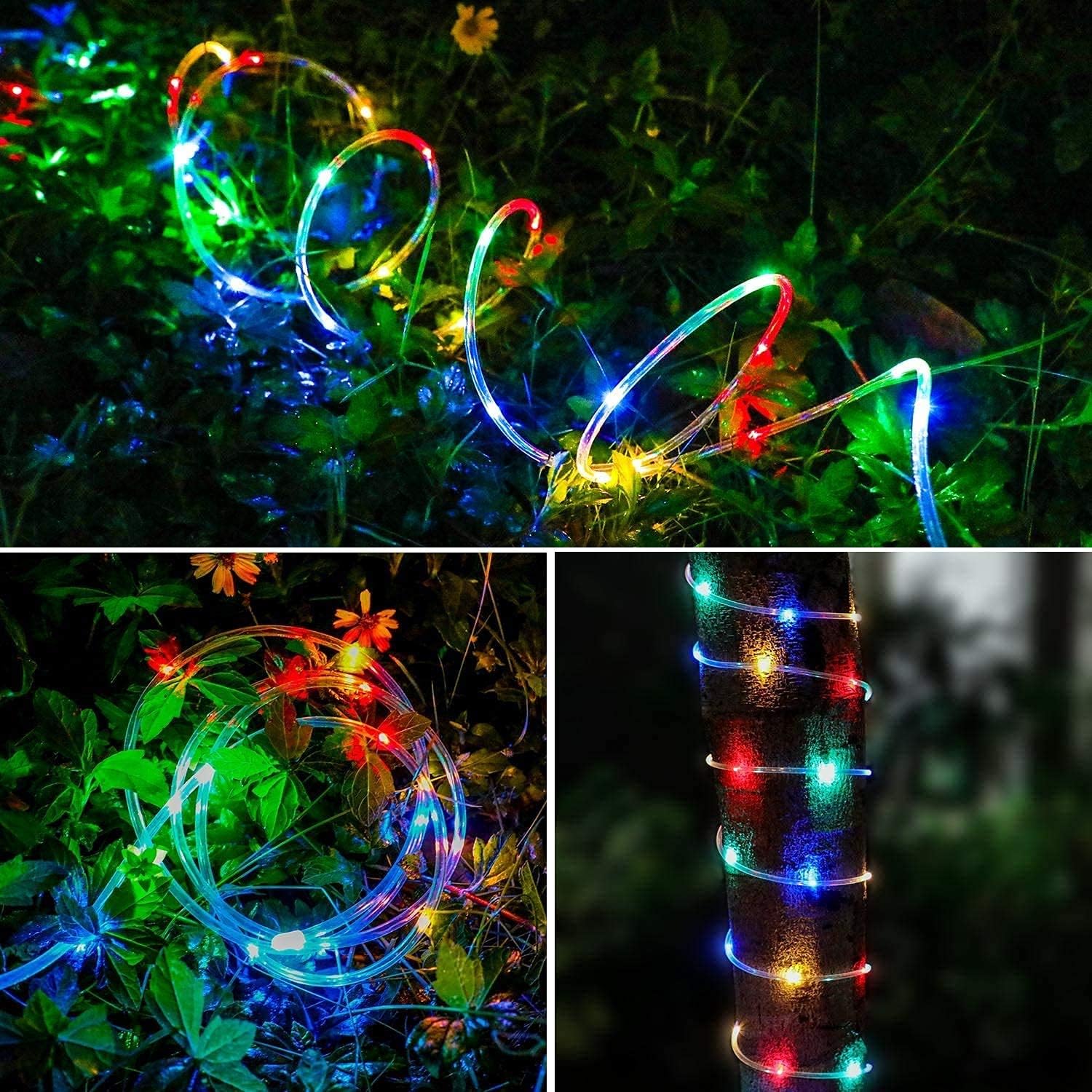 Flexible LED Tube Lights 40Ft Battery Powered 8 Modes Timer Remote for Picnic Table Trailer Awning and Garden Party