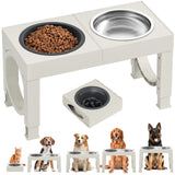 XIAZ Elevated Dog Bowls – Clean Line Raised Feeding Station in Neutral Tones, Adjustable 9 to 14 Inch Minimalist Pet Stand