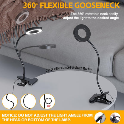 Foneso Mercury-Free Clip-On Desk Lamp – Energy Efficient 7W LED Replaces Hot Incandescent Bulbs, Stays Cool Through Long Sessions