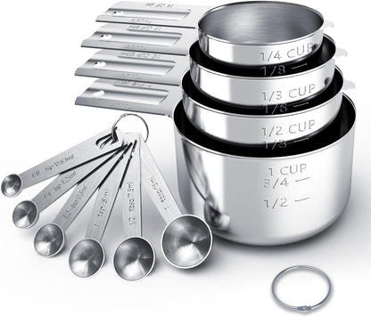 food-grade 18/8 stainless steel construction for both cups and spoons