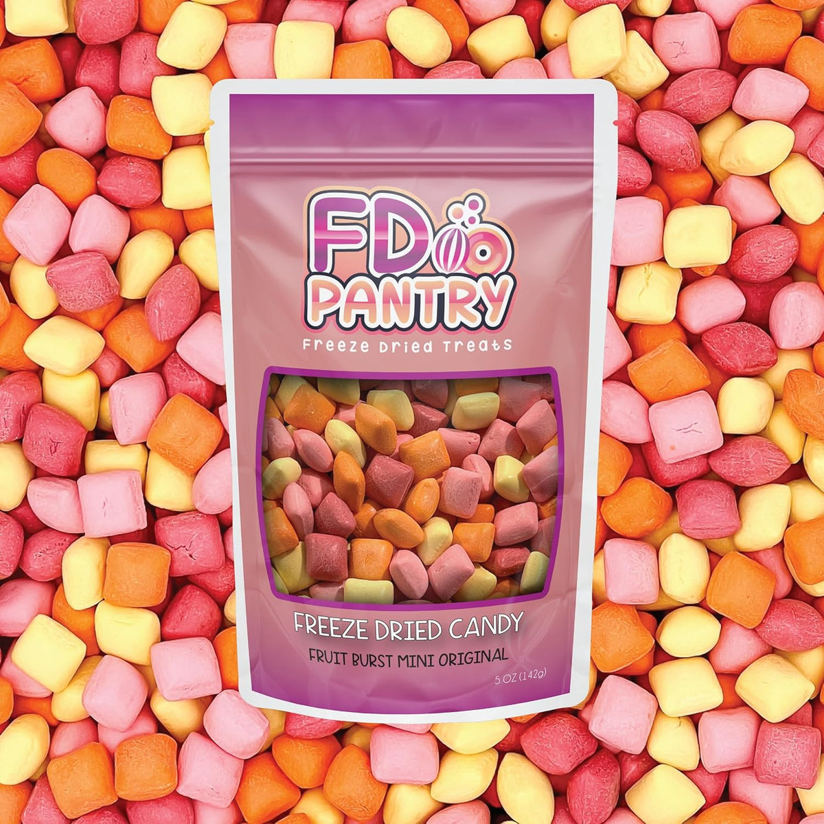 Freeze Dried Fruit Bursts Candy – Shelf-Stable Camping Food and Road Trip Snack Mix in Cherry, Strawberry, Lemon, and Orange, 5oz