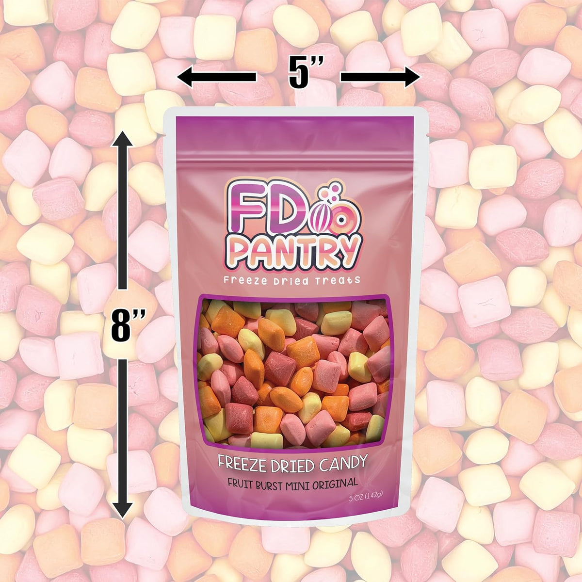 Freeze Dried Fruit Bursts Candy – Shelf-Stable Camping Food and Road Trip Snack Mix in Cherry, Strawberry, Lemon, and Orange, 5oz