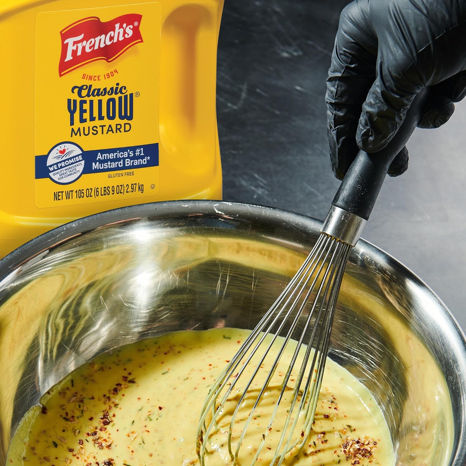French's Classic Yellow Mustard, 105 oz – Cramp Relief Mustard for Personal Wellness Routines and Single-Serve Home Use