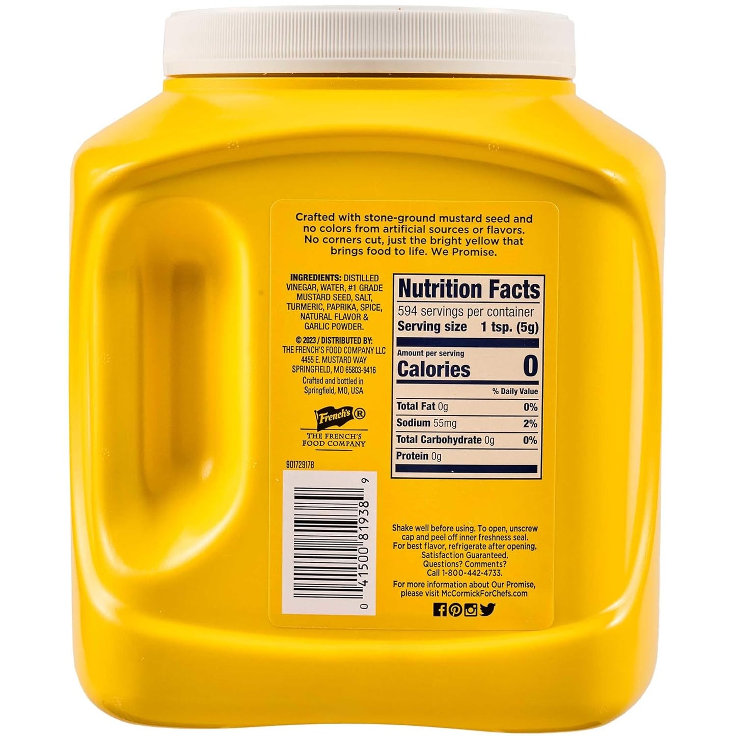 French's Classic Yellow Mustard, 105 oz – Cramp Relief Mustard for Personal Wellness Routines and Single-Serve Home Use