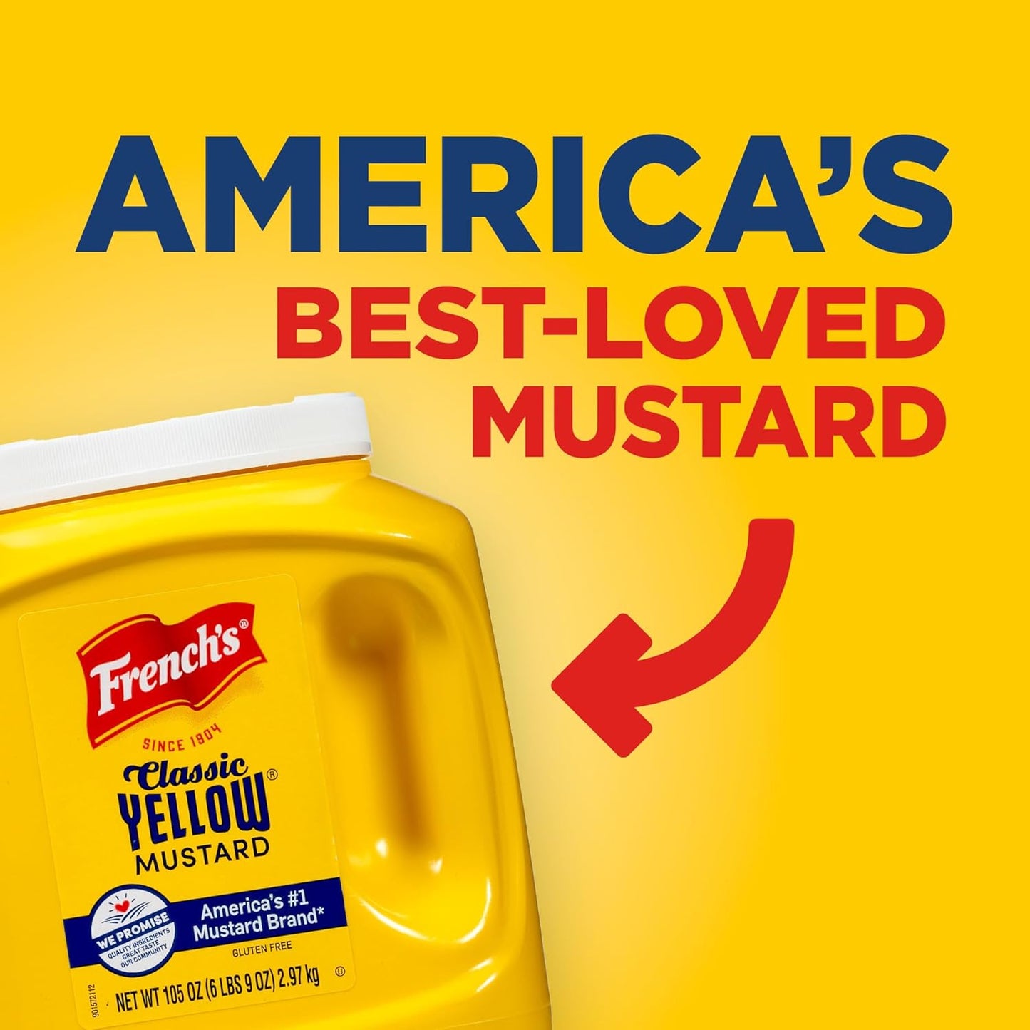 French's Classic Yellow Mustard, 105 oz – Cramp Relief Mustard for Personal Wellness Routines and Single-Serve Home Use