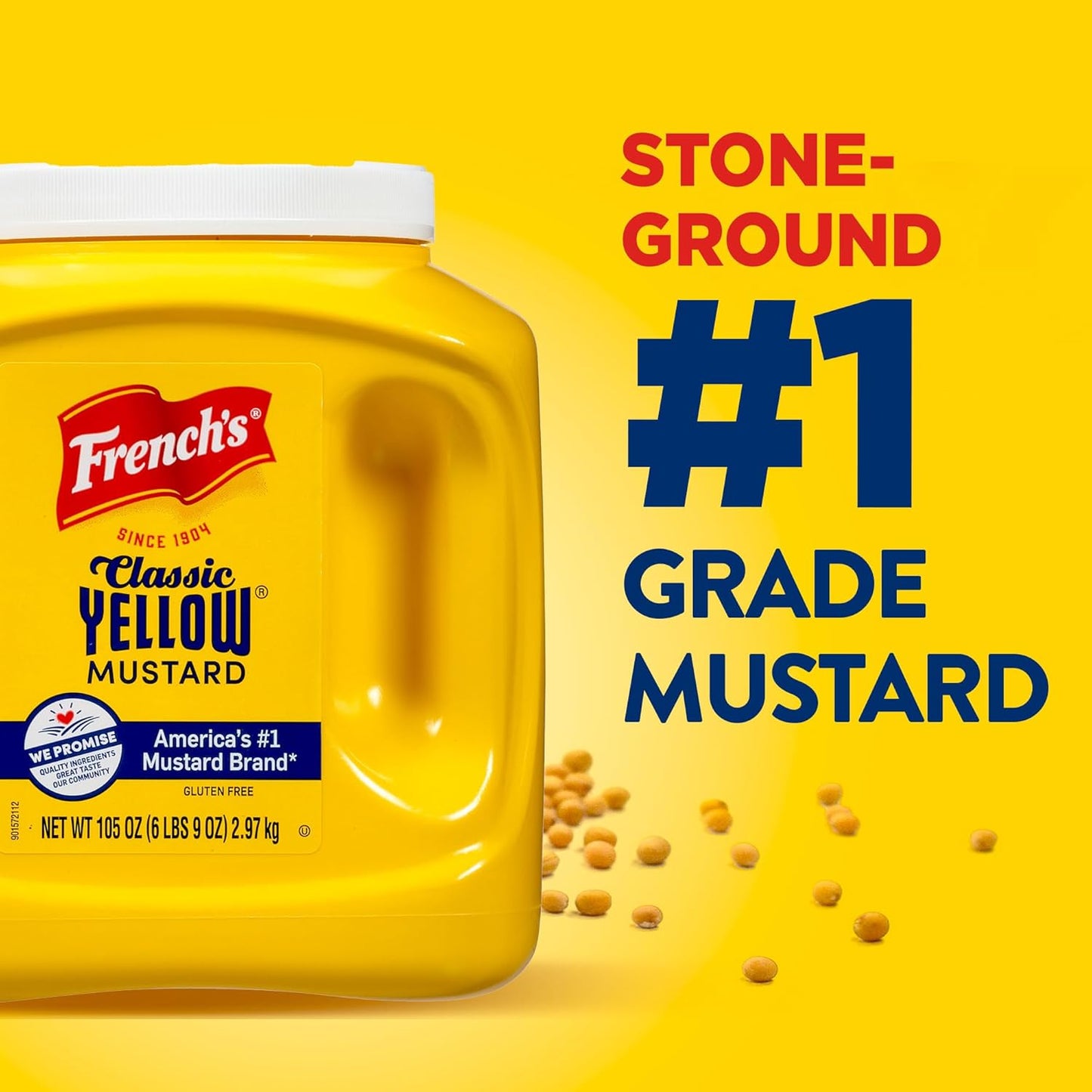 French's Classic Yellow Mustard, 105 oz – Cramp Relief Mustard for Personal Wellness Routines and Single-Serve Home Use