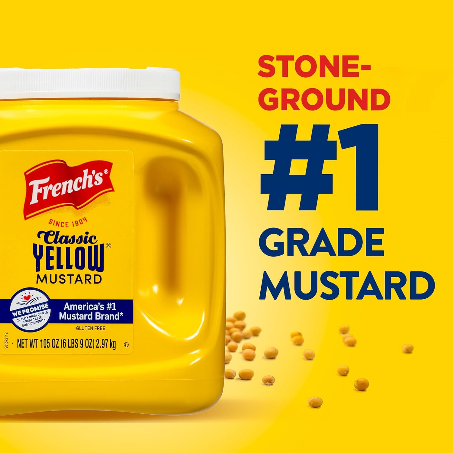 French's Classic Yellow Mustard, 105 oz – Cramp Relief Mustard for Personal Wellness Routines and Single-Serve Home Use