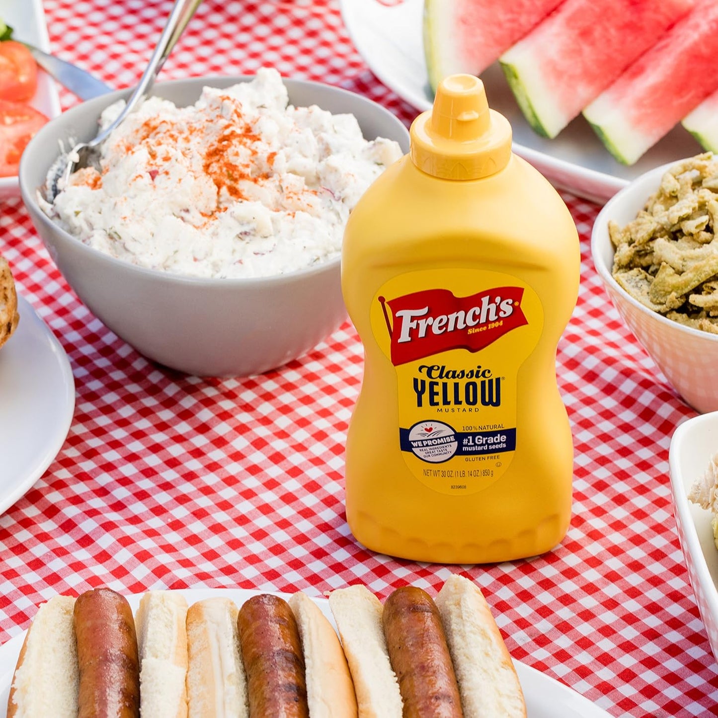 French's Classic Yellow Mustard, 30 oz Pack of 2 – Kosher and Gluten-Free Pantry Staple for Health-Focused Family Cooking