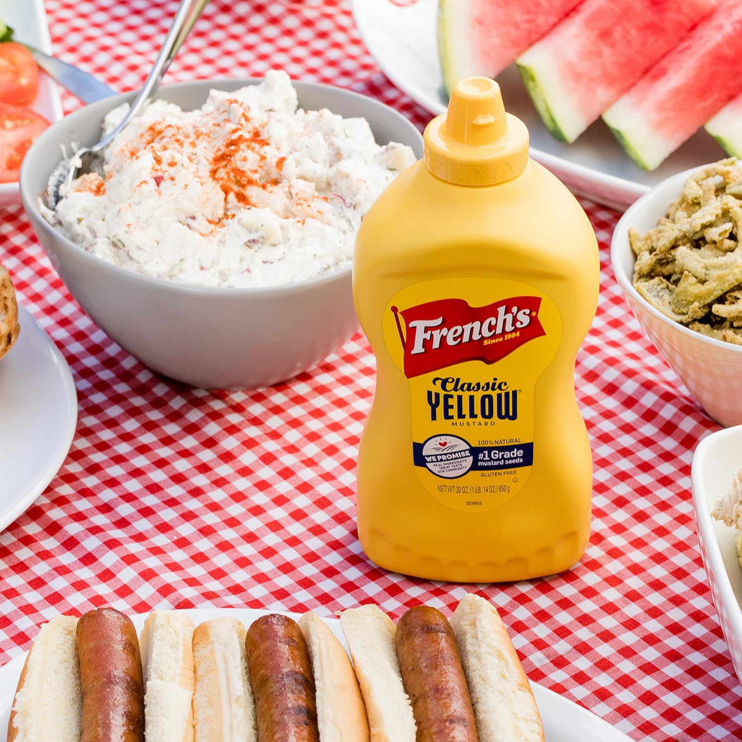 French's Classic Yellow Mustard, 30 oz Pack of 2 – Kosher and Gluten-Free Pantry Staple for Health-Focused Family Cooking