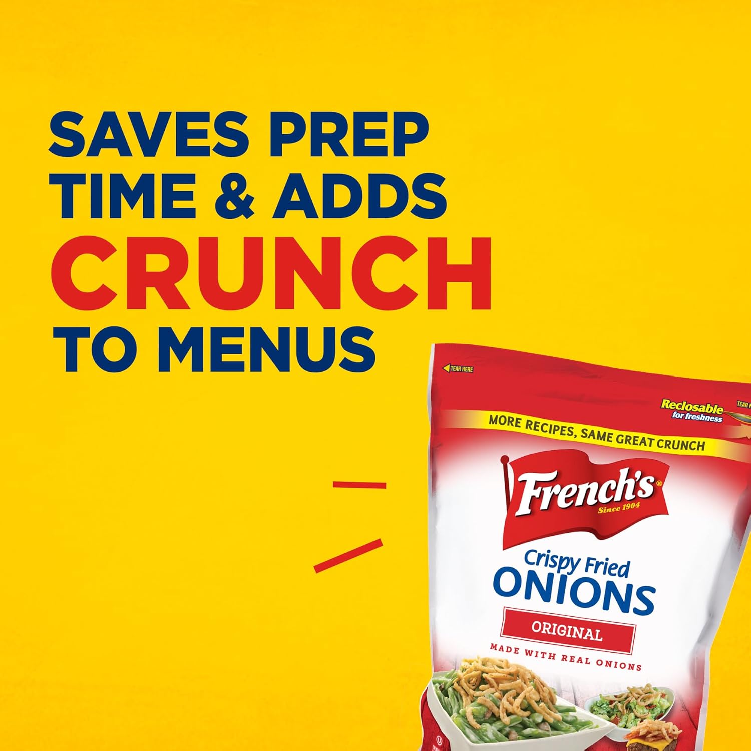 French's Original Crispy Fried Onions 24 oz – No-Prep Crispy Garnish for Busy Home Cooks