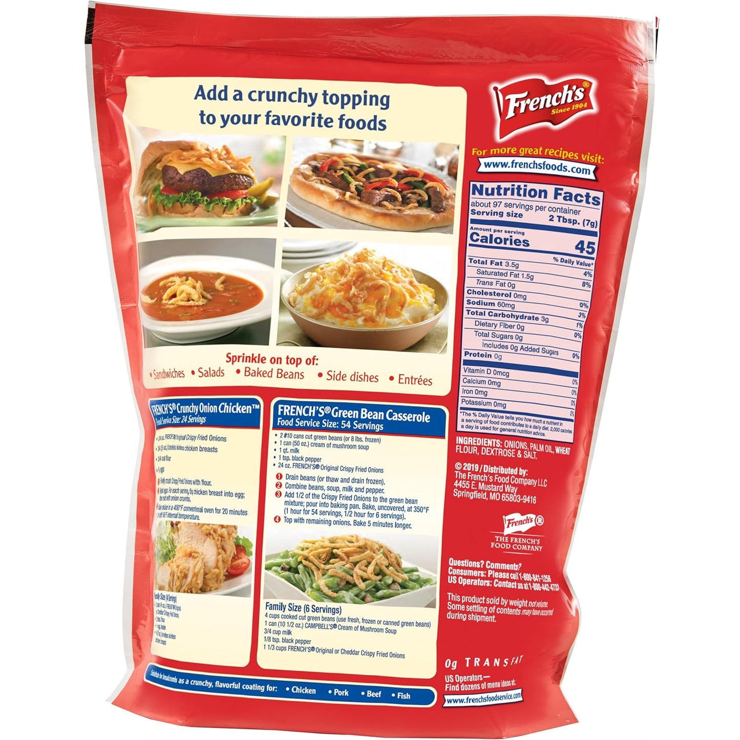 French's Original Crispy Fried Onions 24 oz – No-Prep Crispy Garnish for Busy Home Cooks