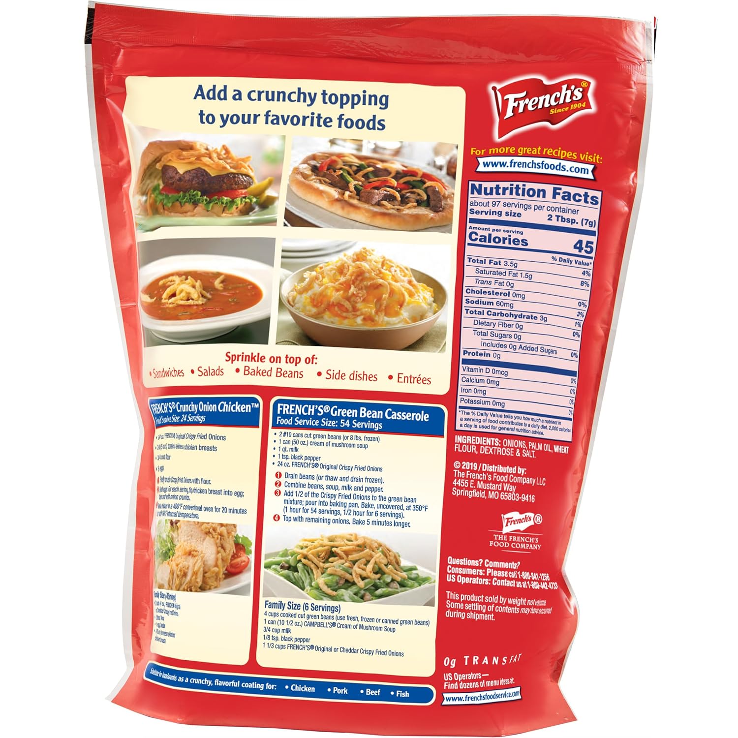 French's Original Crispy Fried Onions 24 oz – No-Prep Crispy Garnish for Busy Home Cooks