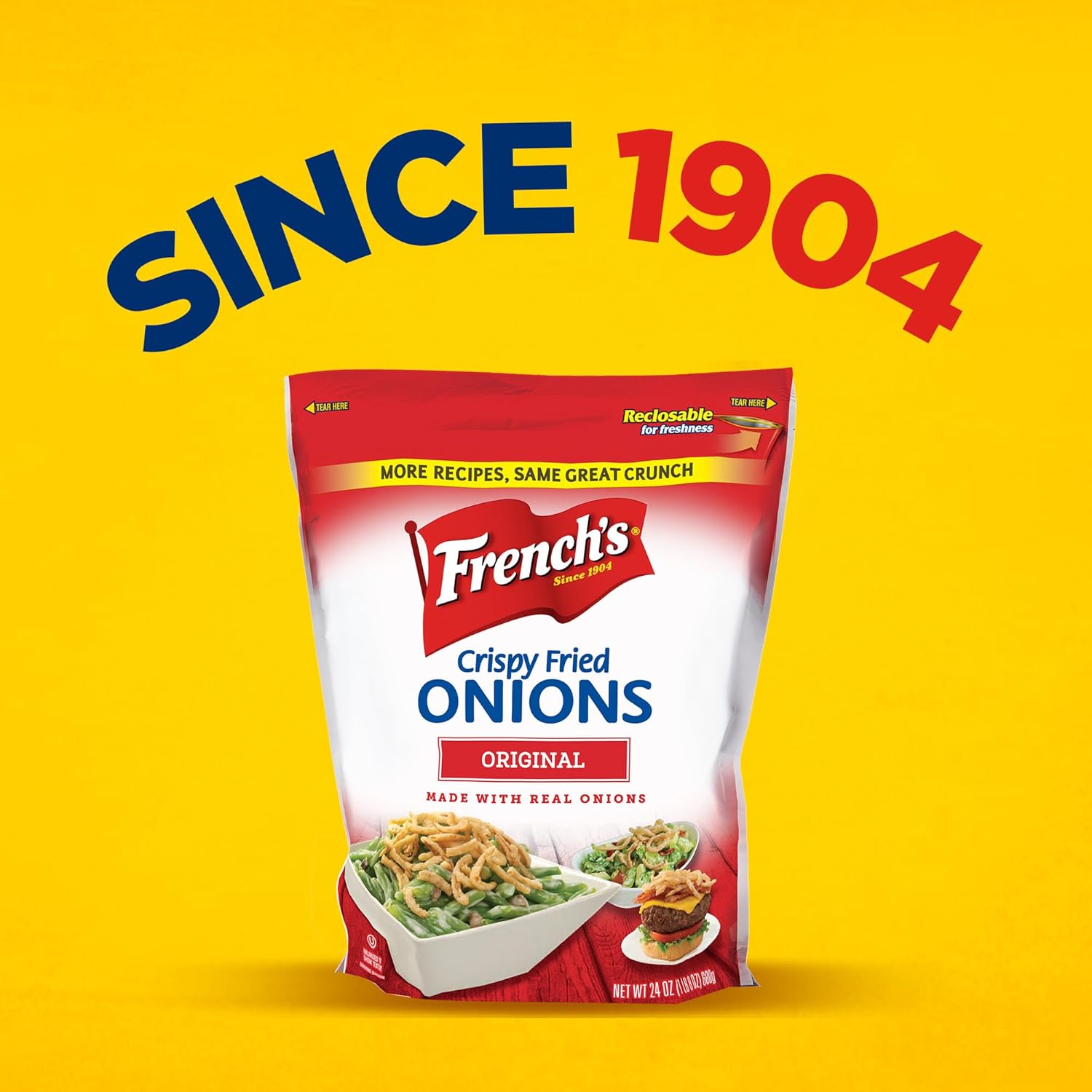 French's Original Crispy Fried Onions 24 oz – No-Prep Crispy Garnish for Busy Home Cooks