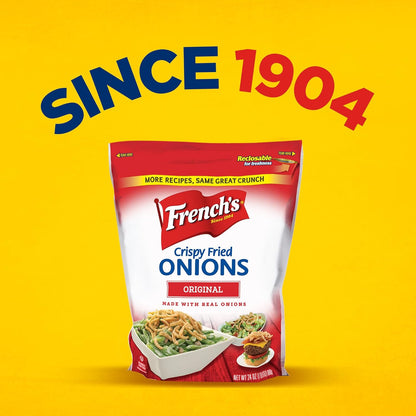 French's Original Crispy Fried Onions 24 oz – No-Prep Crispy Garnish for Busy Home Cooks