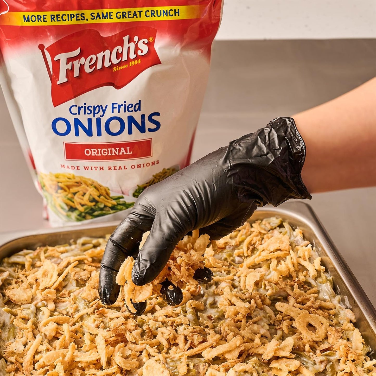 French's Original Crispy Fried Onions 24 oz – No-Prep Crispy Garnish for Busy Home Cooks
