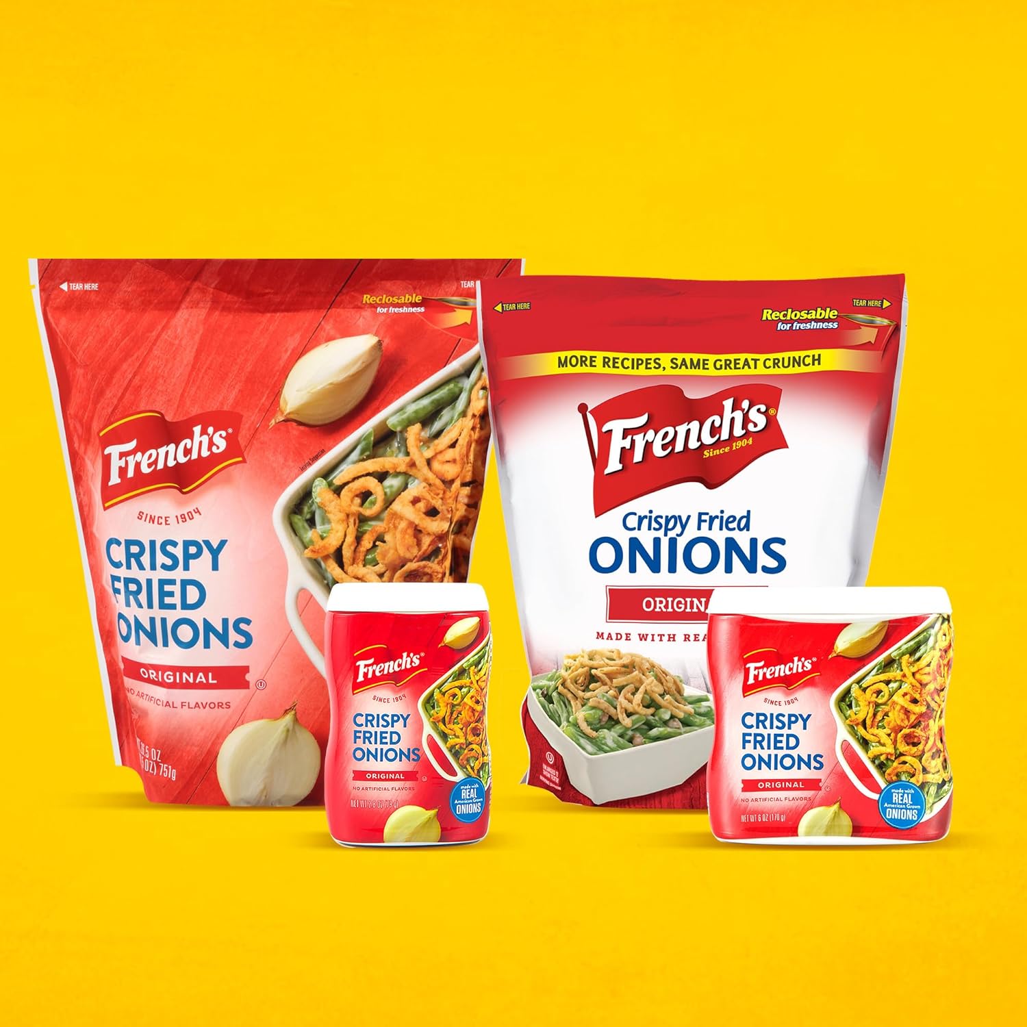French's Original Crispy Fried Onions 24 oz – No-Prep Crispy Garnish for Busy Home Cooks