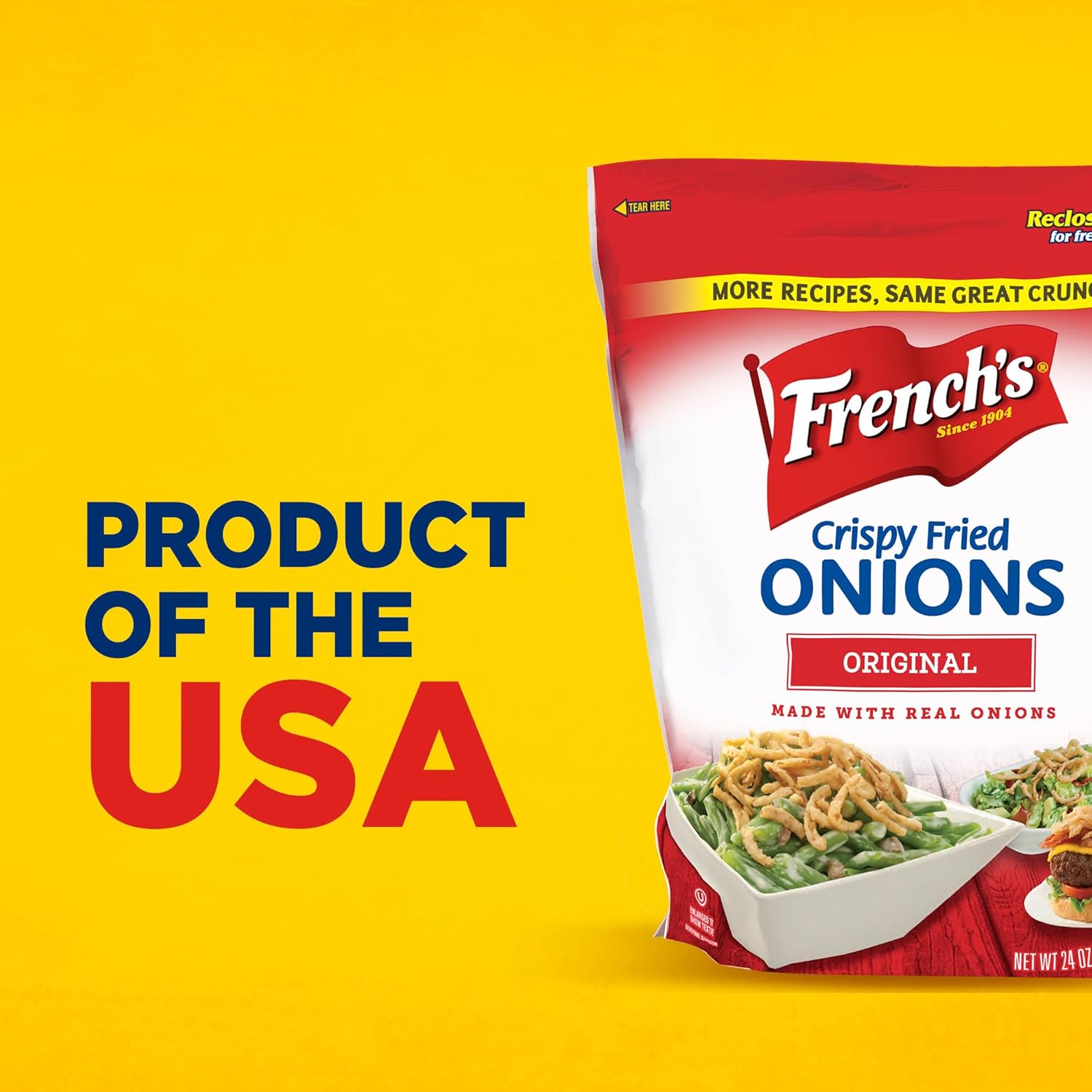 French's Original Crispy Fried Onions 24 oz – No-Prep Crispy Garnish for Busy Home Cooks