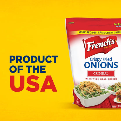 French's Original Crispy Fried Onions 24 oz – No-Prep Crispy Garnish for Busy Home Cooks