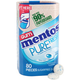 Mentos Pure Fresh Xylitol Gum for Home Office Drawer and Conference Room Freshness, Fresh Mint 80-Piece 90% Paperboard Bottle