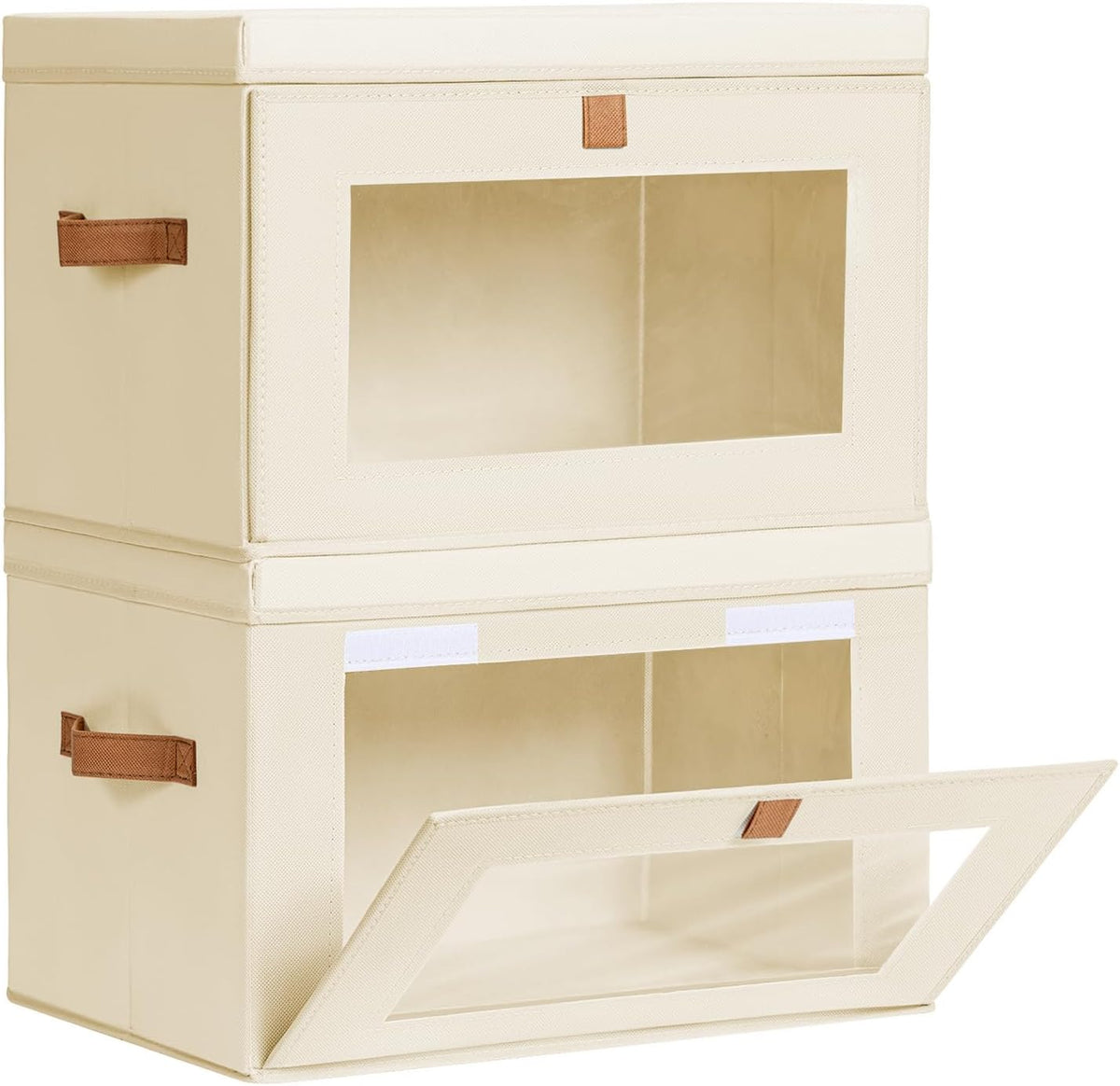 front-opening flap for direct access on high shelves