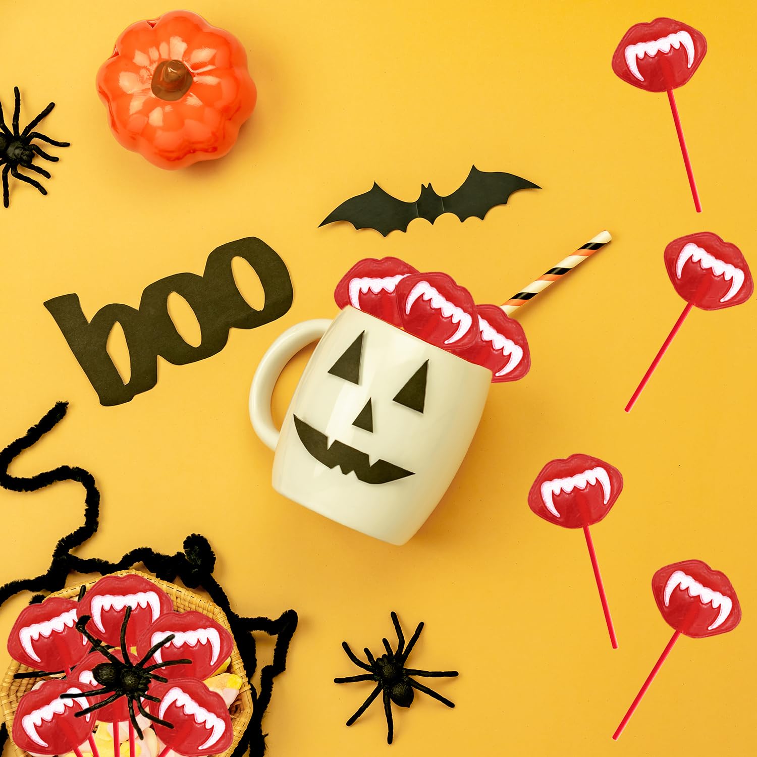 Fruidles Halloween Vampires Fangs Tattoo Lollipops – Fun Stocking Stuffer for Halloween-Themed Holiday Gifting