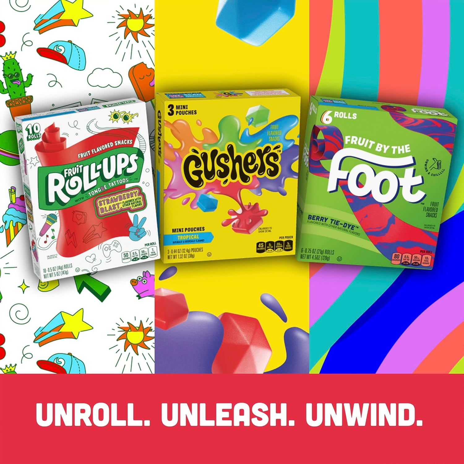 Fruit Roll-Ups Sour Fruit Snacks – Picnic Basket Treat for Outings, 30-Count Bulk Variety Pack