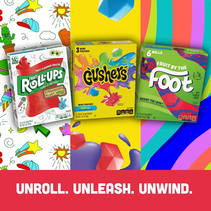Fruit Roll-Ups Sour Fruit Snacks – Picnic Basket Treat for Outings, 30-Count Bulk Variety Pack