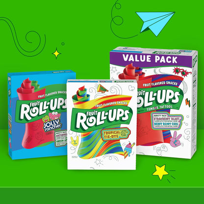Fruit Roll-Ups Tropical Tie-Dye Variety – Stocking Stuffer and Holiday Party Snack Pack for Kids