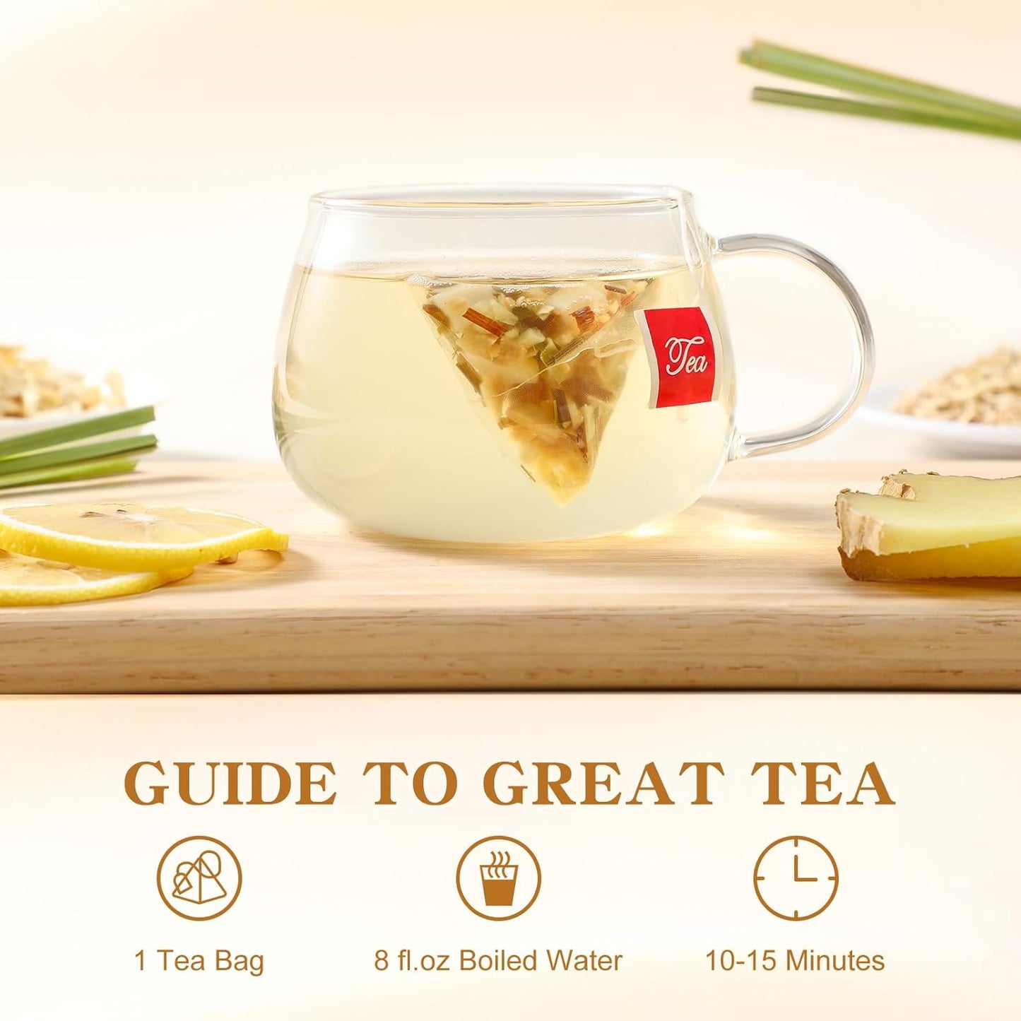 FullChea Lemon Ginger Herbal Sachets – Color-Changing Cup as Living Room Conversation Starter