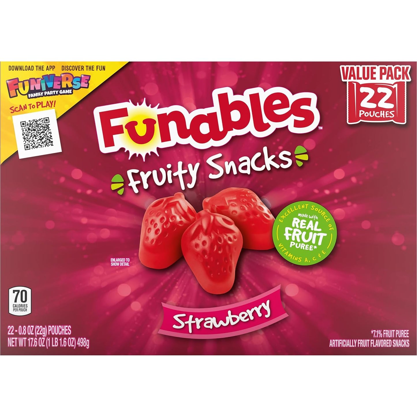 Funables Nostalgic Fruit Snack Multipack as a Fun Stocking Stuffer, Strawberry 22 Count