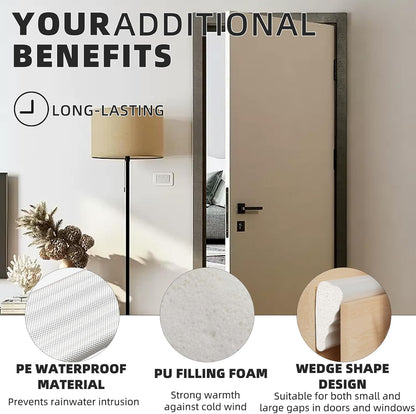 Furinno Wedge Weatherstrip – Car Door Weatherproofing Tape for All-Season Comfort, White Foam Insulation