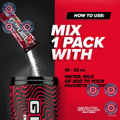 G Fuel PewDiePie Energy Powder Packets – Sugar-Free Vitamin C, E, B12, B6 Blend for Mindful Energy Routine