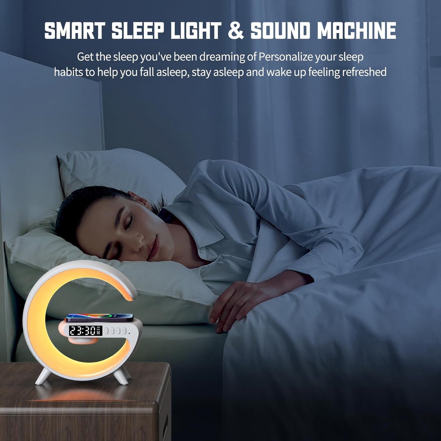 g-shaped abs + pc body with warm led uplight and touch/push-button control