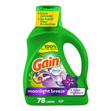 Gain Moonlight Breeze HE Laundry Soap with Fragrance Capsules – Household Laundry Detergent for Kids' Gym Clothes and Bedroom Pajamas, 177 fl oz, 134 Loads