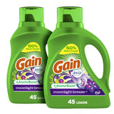 Gain Moonlight Breeze HE Laundry Soap with Fragrance Capsules – Household Laundry Detergent for Kids' Gym Clothes and Bedroom Pajamas, 177 fl oz, 134 Loads
